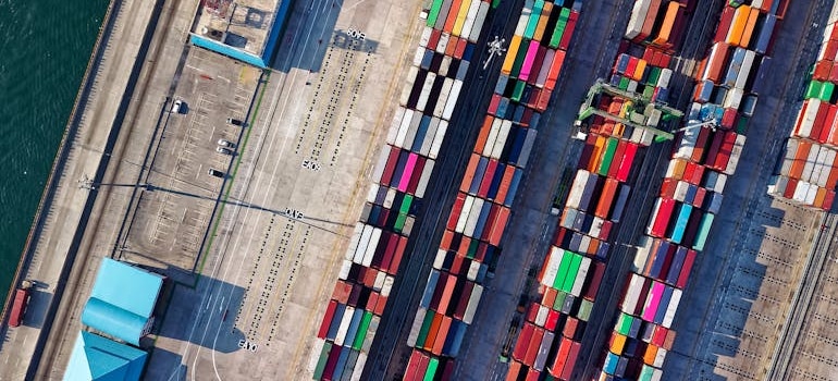 Containers on a boat