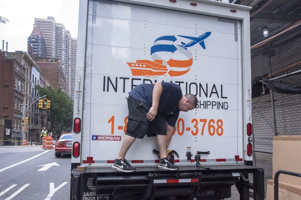 a mover closing a truck