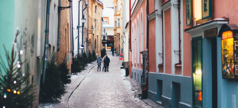 a passage between the buildings 