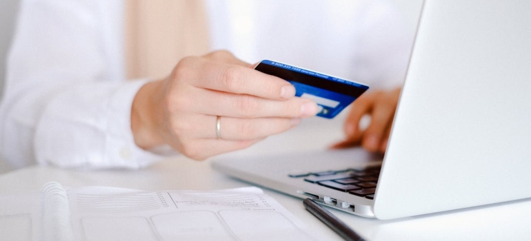 a woman making an online payment 